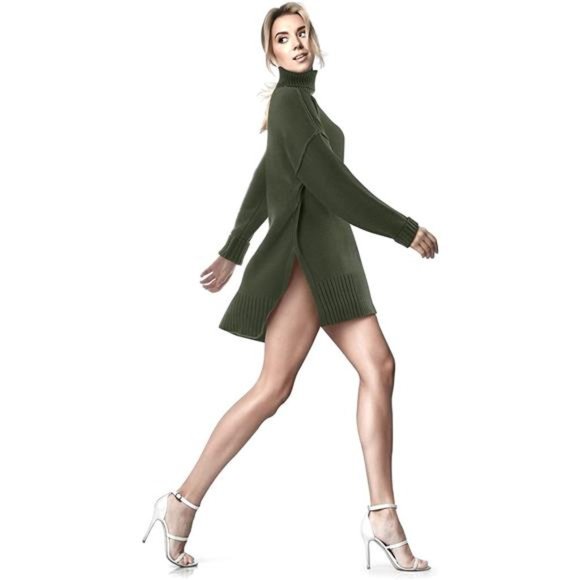 Sweaters - Great Women's Casual Crew Neck Pullover Sweater Over-sized Side Split Sweater